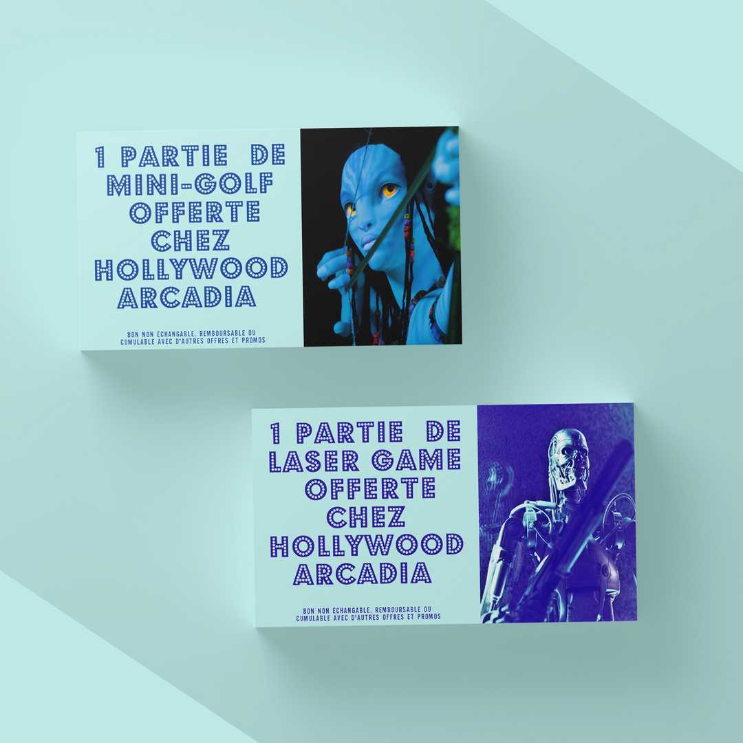 Hollywood Arcadia exemples de cartes cadeau